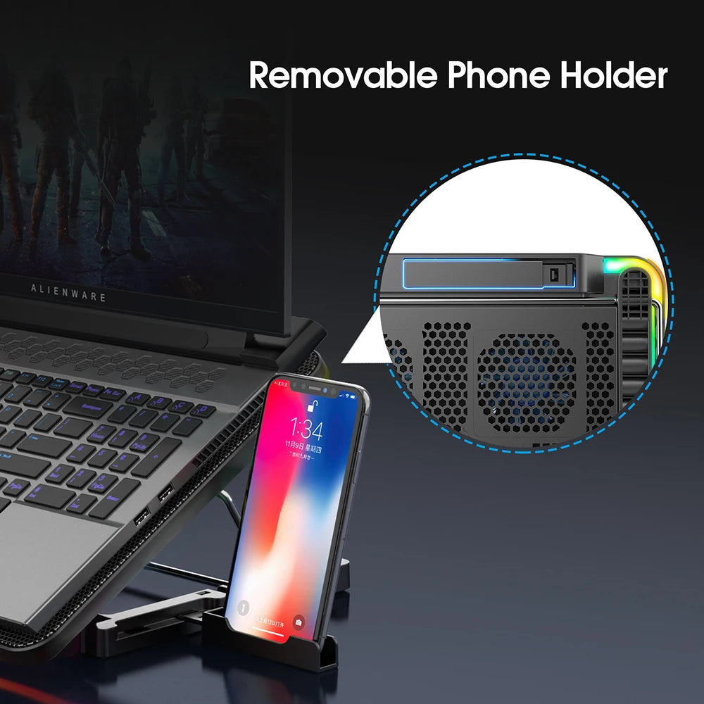 Laptop Cooling Pad for 15.6–17.3 Inch Laptops – 6 Quiet Fans