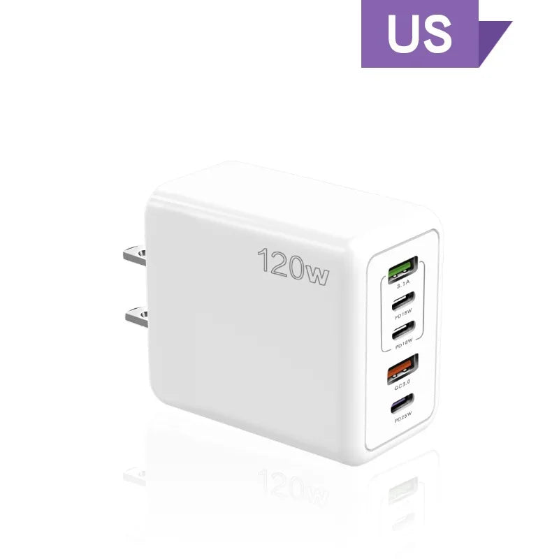 5-Port USB Charging Hub – USB-C & USB-A Fast Charger
