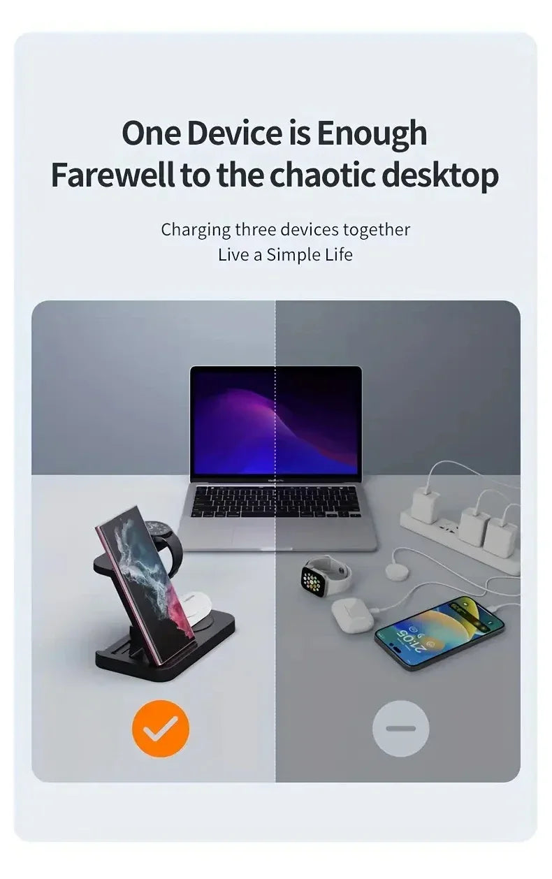 4-in-1 Foldable Wireless Charging Station for Samsung Galaxy Devices