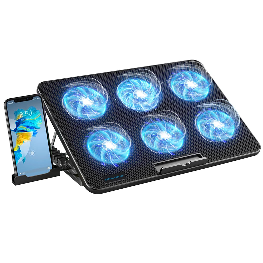 Laptop Cooling Pad for 15.6–17.3 Inch Laptops – 6 Quiet Fans