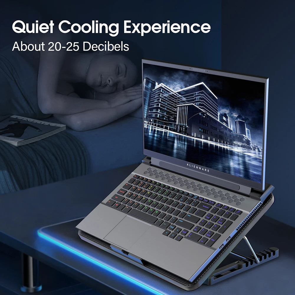 Laptop Cooling Pad for 15.6–17.3 Inch Laptops – 6 Quiet Fans