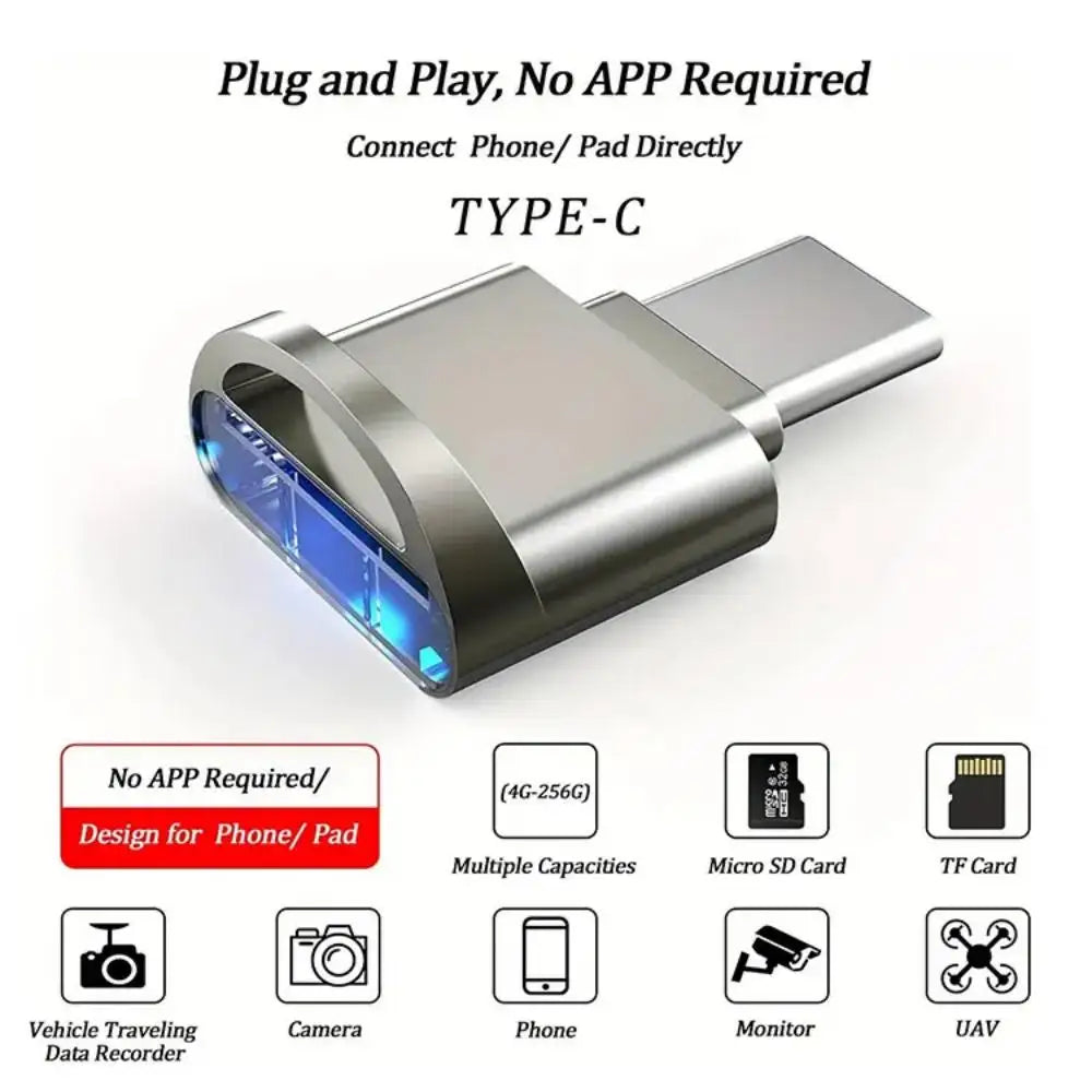 USB-C TF Card Reader – Portable Memory Card Adapter