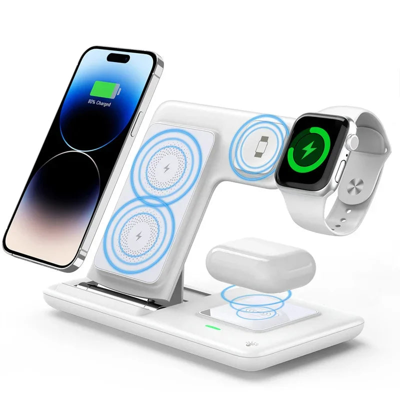 Foldable 3-in-1 Wireless Charging Station for iPhone, Apple Watch & AirPods