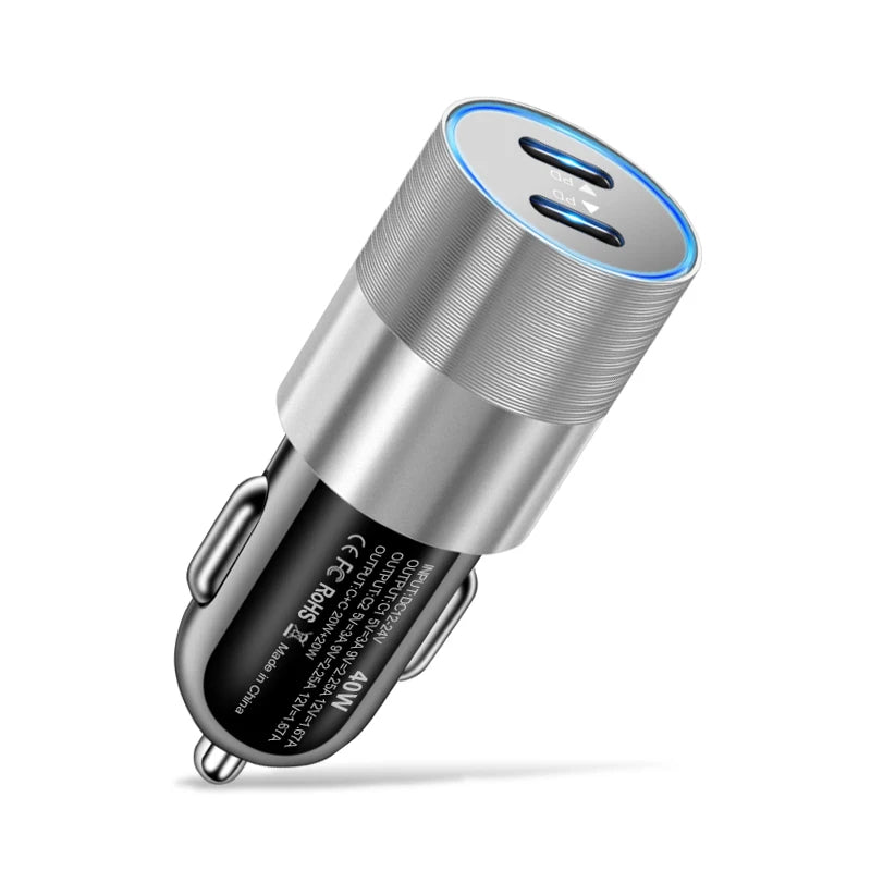 40W USB-C PD Car Charger – Dual Fast Charging Adapter