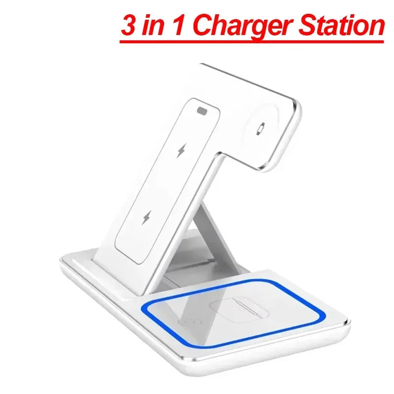 Foldable 3-in-1 Wireless Charging Station for iPhone, Apple Watch & AirPods