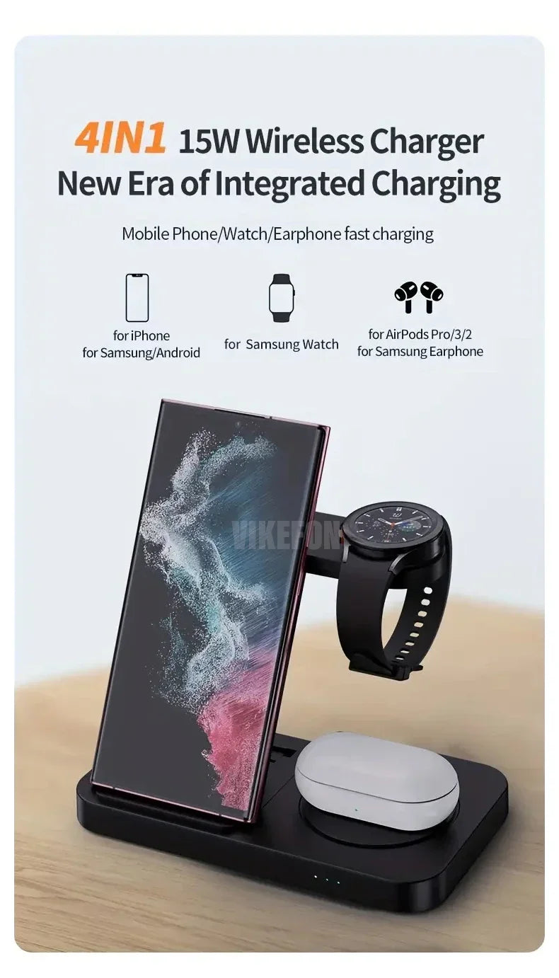 4-in-1 Foldable Wireless Charging Station for Samsung Galaxy Devices