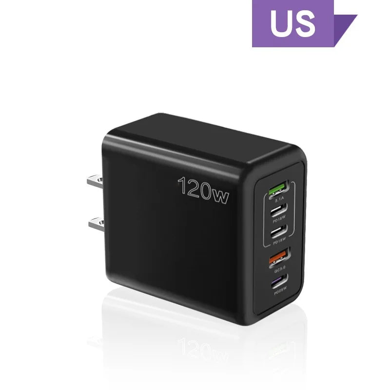 5-Port USB Charging Hub – USB-C & USB-A Fast Charger